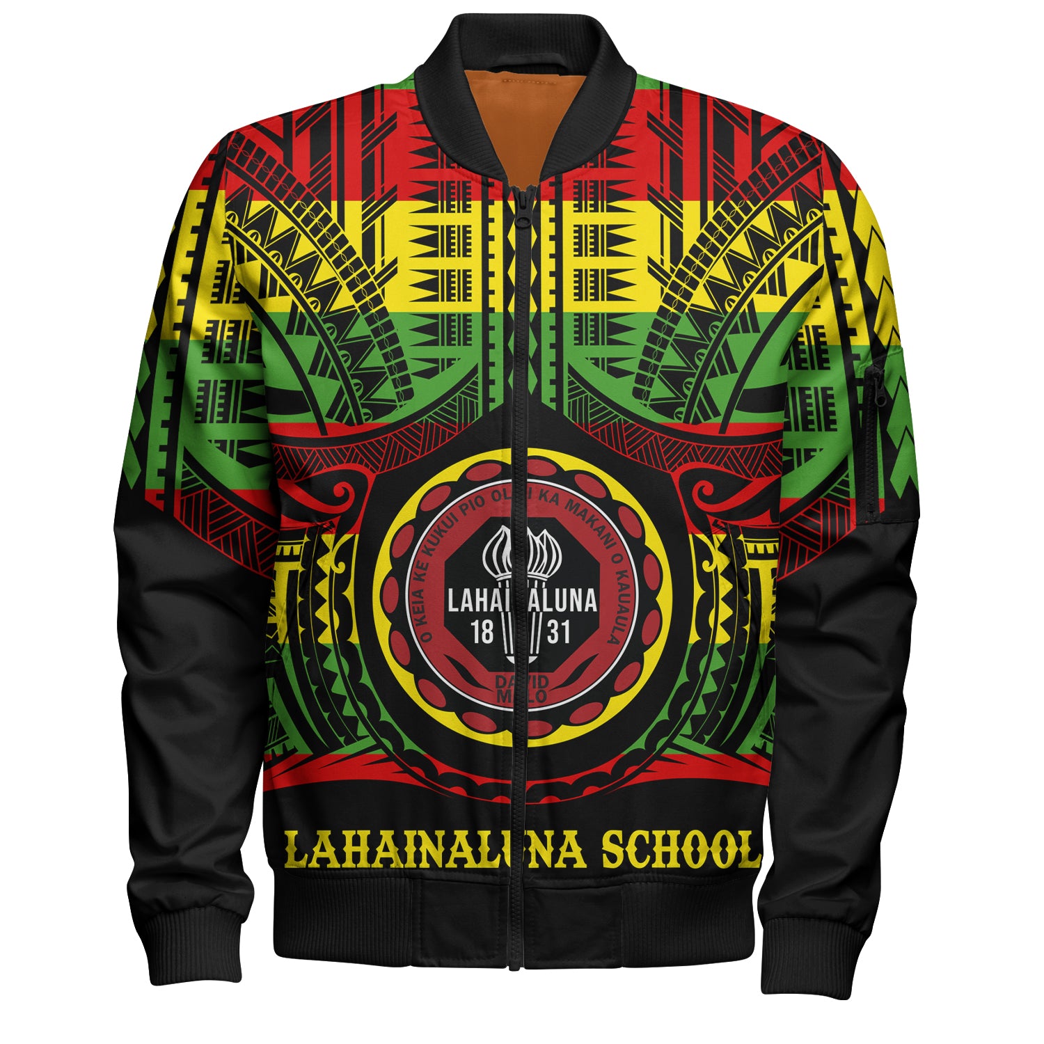 Hawaii Bomber Jacket Lahainaluna High School Reggae Color Polynesian
