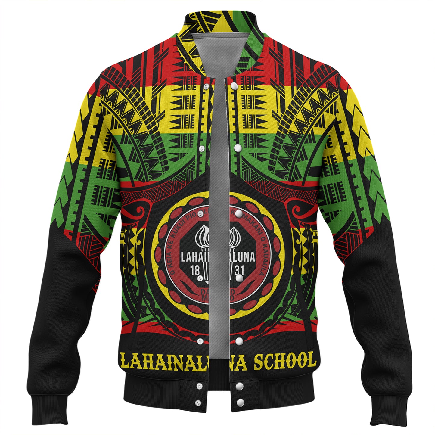 Hawaii Baseball Jacket Lahainaluna High School Reggae Color Polynesian