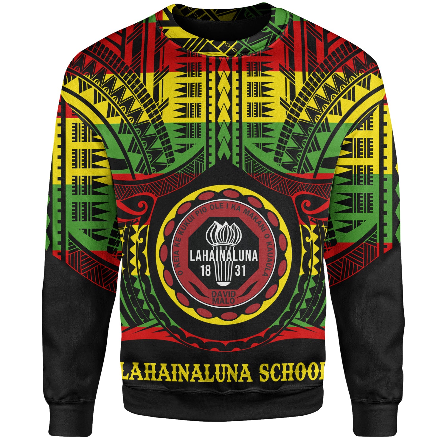 Hawaii Sweatshirt Lahainaluna High School Reggae Color Polynesian