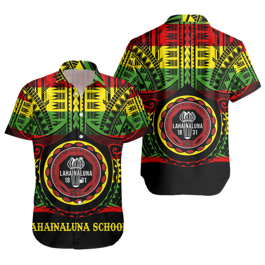 Hawaii Short Sleeve Shirt Lahainaluna High School Reggae Color Polynesian