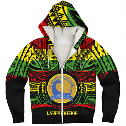 Hawaii Sherpa Hoodie Laupahoehoe Community Public Charter School Reggae Color Polynesian