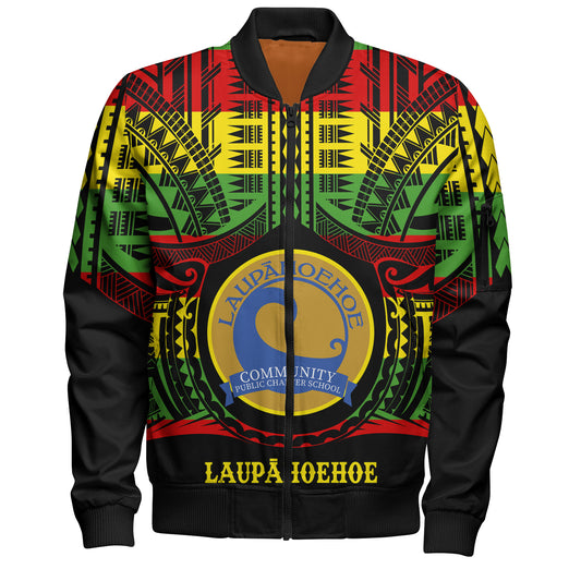 Hawaii Bomber Jacket LaupÄhoehoe Community Public Charter School Reggae Color Polynesian