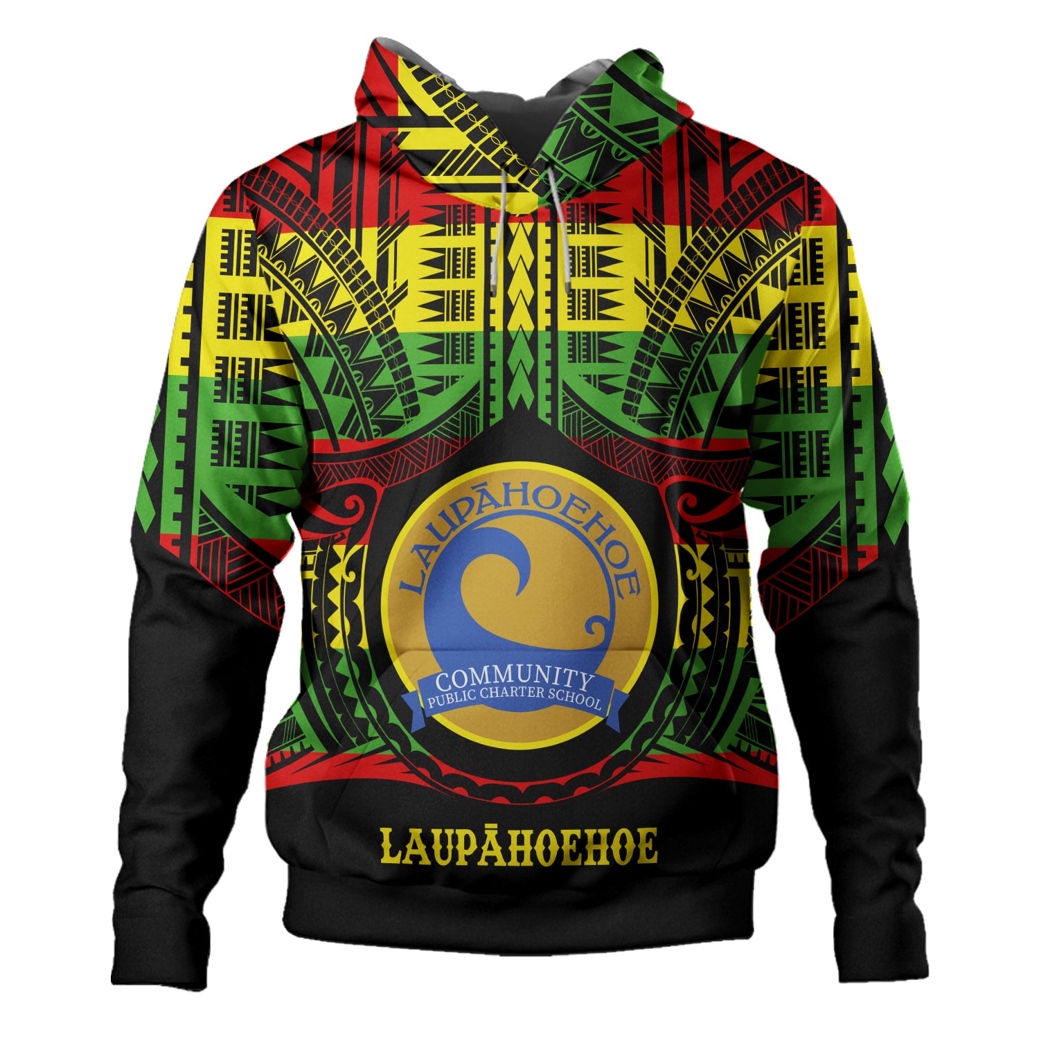 Hawaii Hoodie Laupahoehoe Community Public Charter School Reggae Color Polynesian