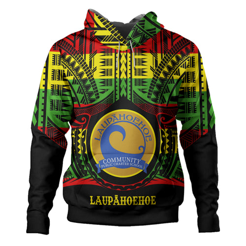 Hawaii Hoodie Laupahoehoe Community Public Charter School Reggae Color Polynesian