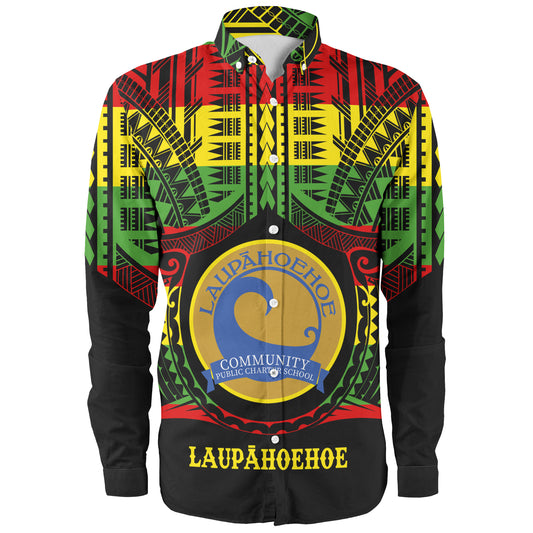 Hawaii Long Sleeve Shirt Laupahoehoe Community Public Charter School Reggae Color Polynesian