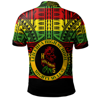 Hawaii Polo Shirt Leilehua High School Reggae Color Polynesian