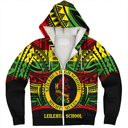 Hawaii Sherpa Hoodie Leilehua High School Reggae Color Polynesian