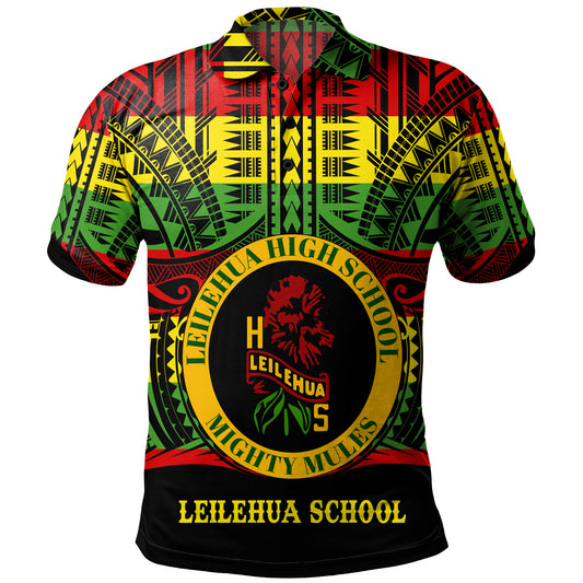 Hawaii Polo Shirt Leilehua High School Reggae Color Polynesian
