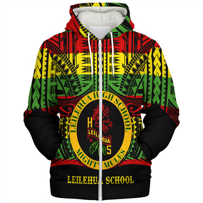 Hawaii Sherpa Hoodie Leilehua High School Reggae Color Polynesian