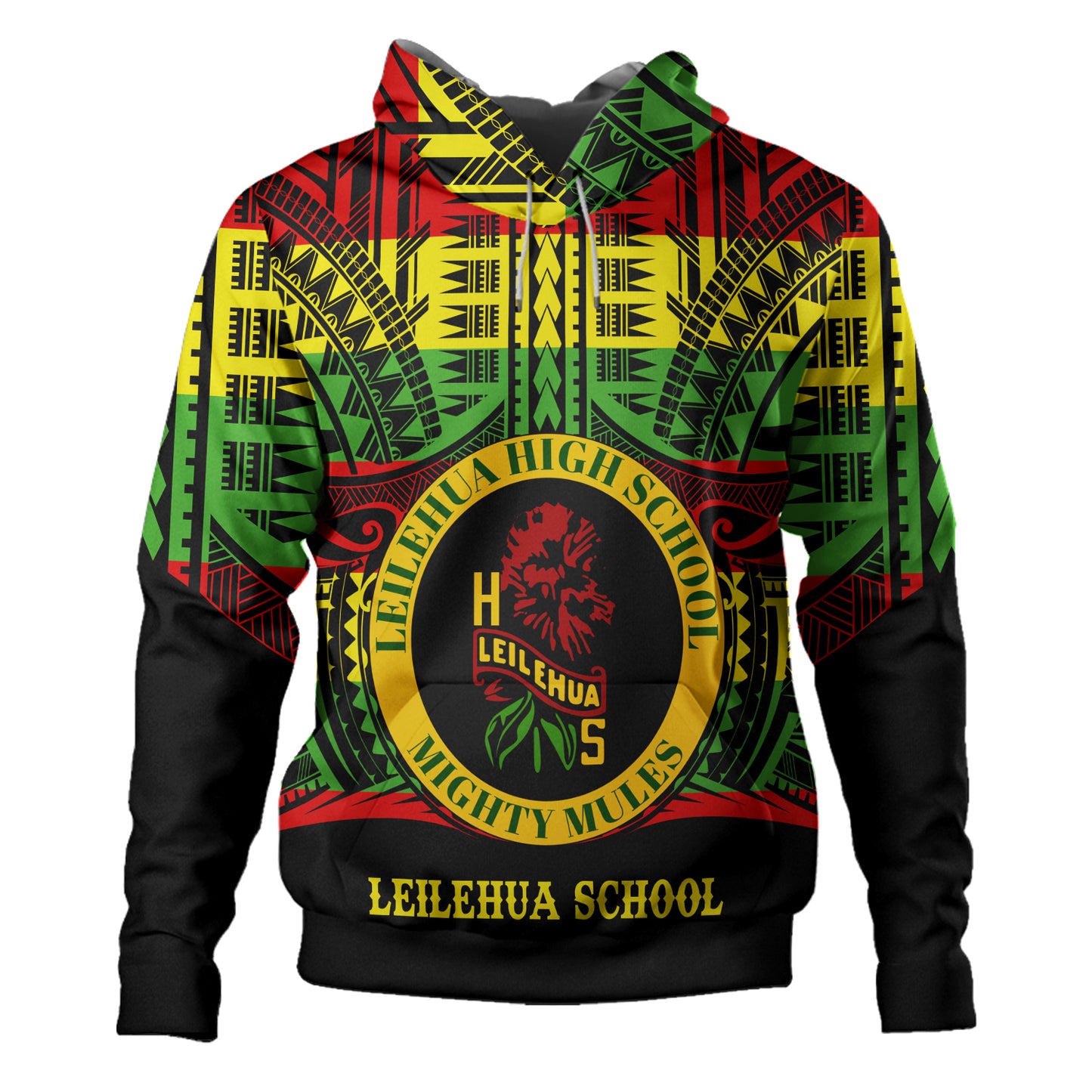 Hawaii Hoodie Leilehua High School Reggae Color Polynesian