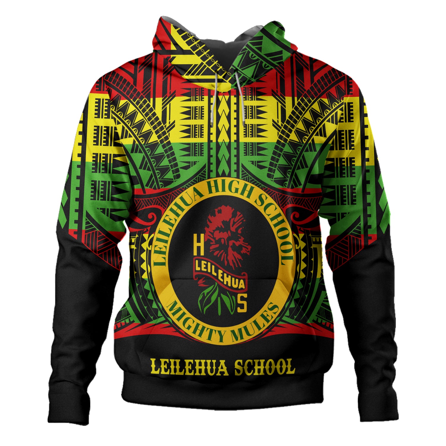 Hawaii Hoodie Leilehua High School Reggae Color Polynesian