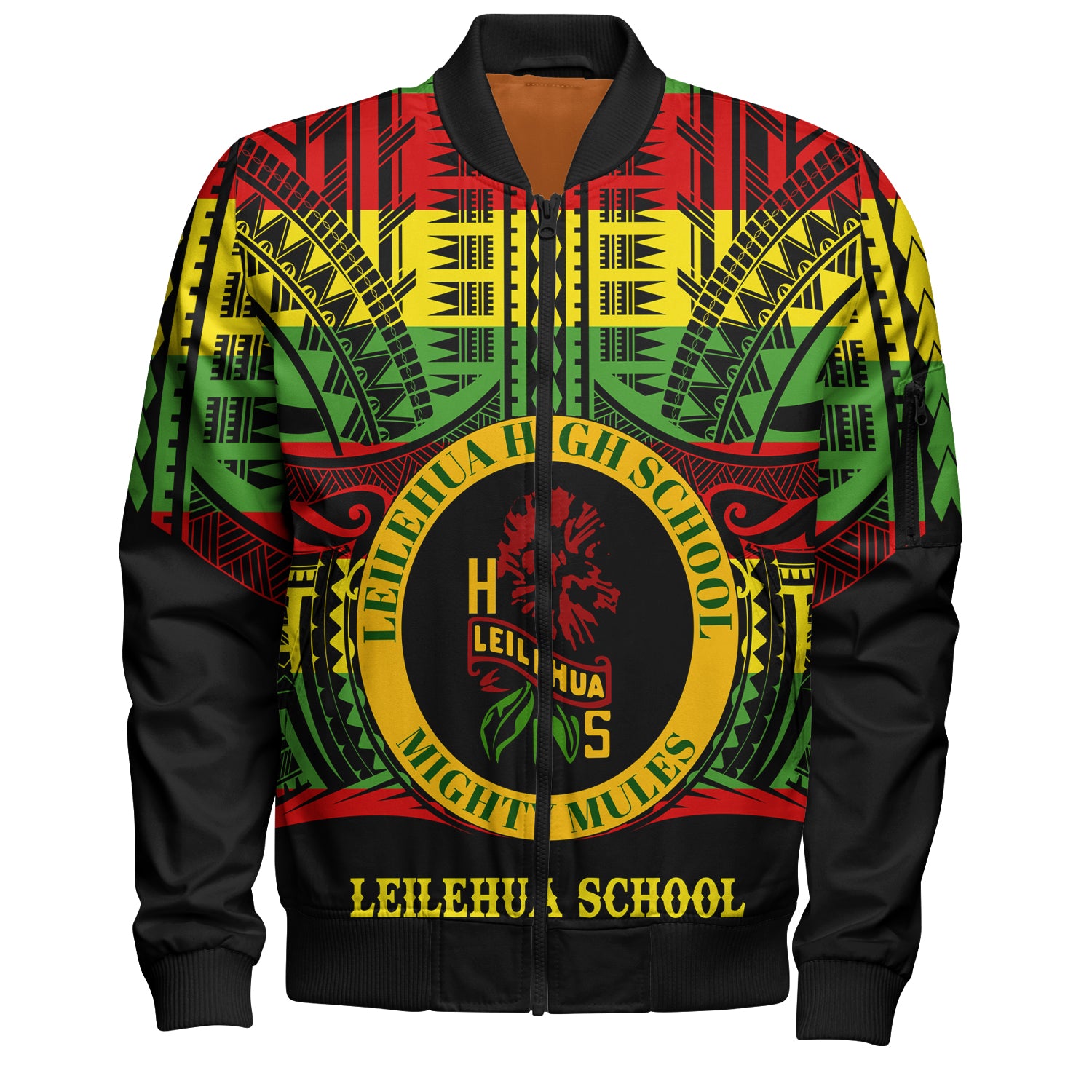 Hawaii Bomber Jacket Leilehua High School Reggae Color Polynesian