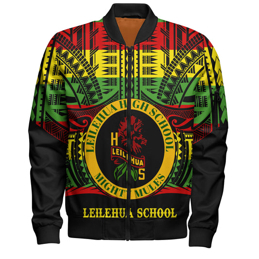 Hawaii Bomber Jacket Leilehua High School Reggae Color Polynesian