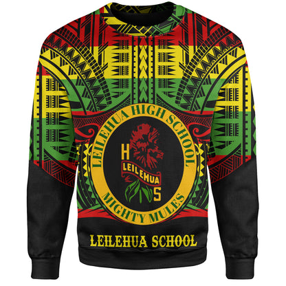 Hawaii Off Shoulder Sweatshirt Leilehua High School Reggae Color Polynesian