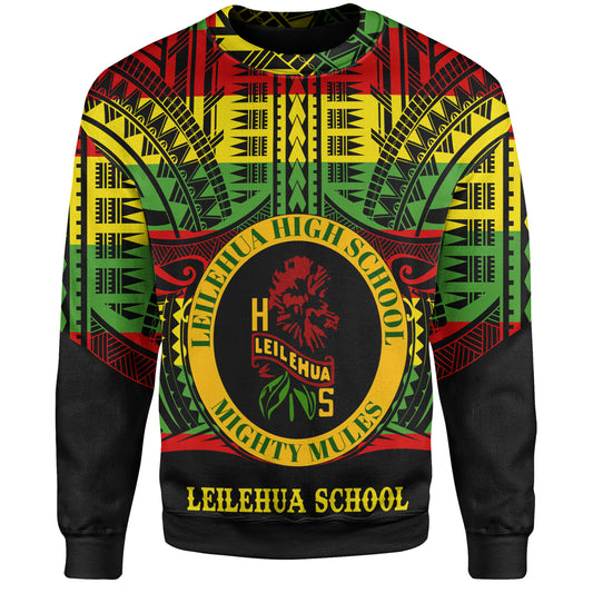Hawaii Off Shoulder Sweatshirt Leilehua High School Reggae Color Polynesian