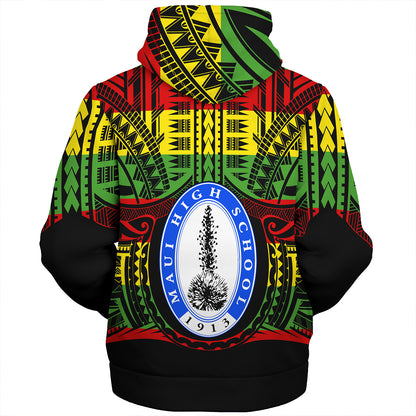 Hawaii Sherpa Hoodie Maui High School Reggae Color Polynesian