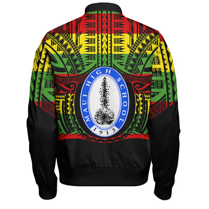 Hawaii Bomber Jacket Maui High School Reggae Color Polynesian