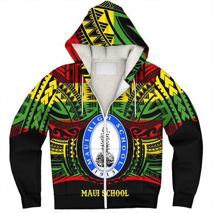 Hawaii Sherpa Hoodie Maui High School Reggae Color Polynesian