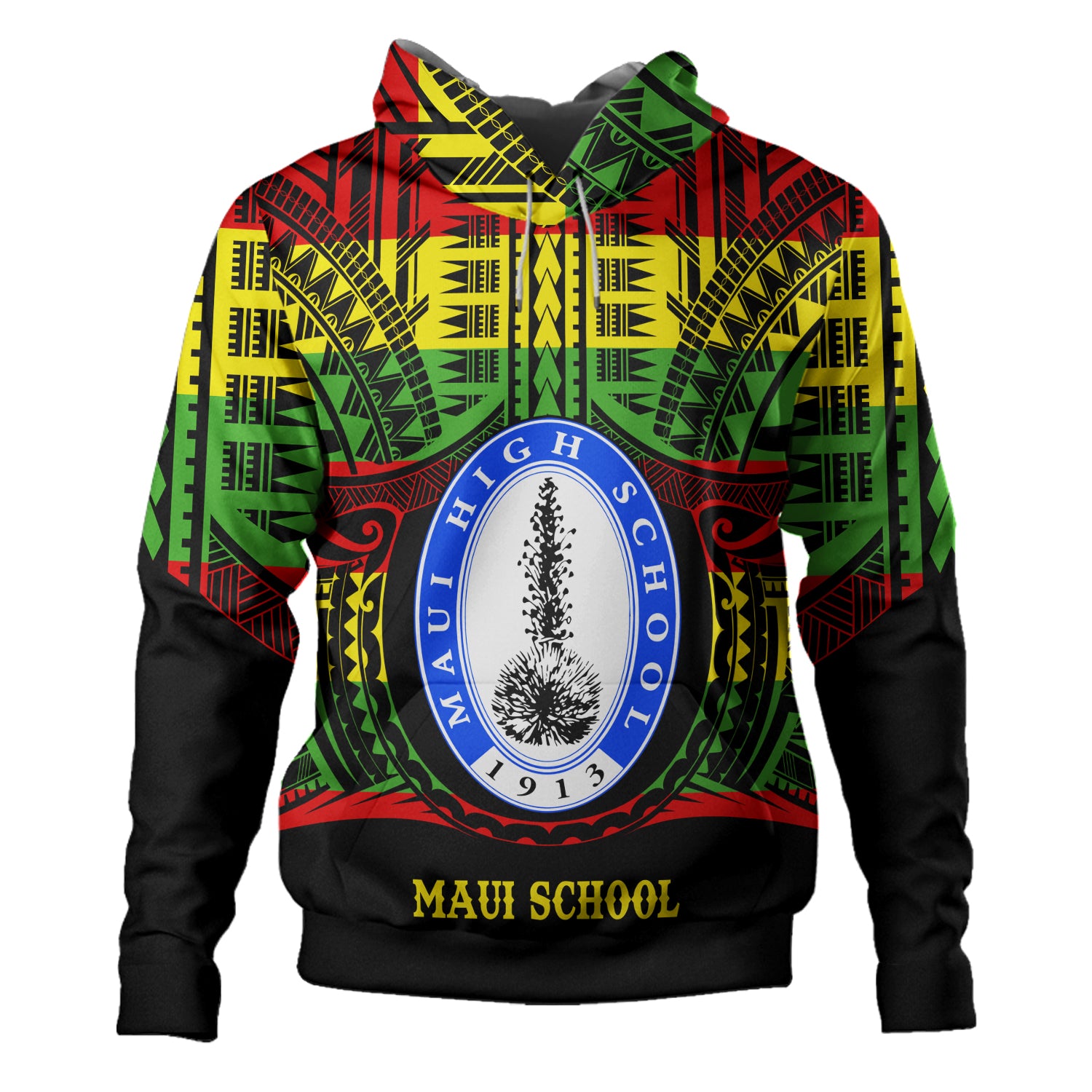 Hawaii Hoodie Maui High School Reggae Color Polynesian
