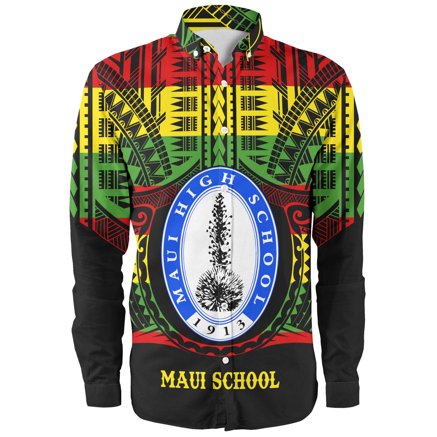Hawaii Long Sleeve Shirt Maui High School Reggae Color Polynesian