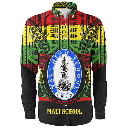 Hawaii Long Sleeve Shirt Maui High School Reggae Color Polynesian