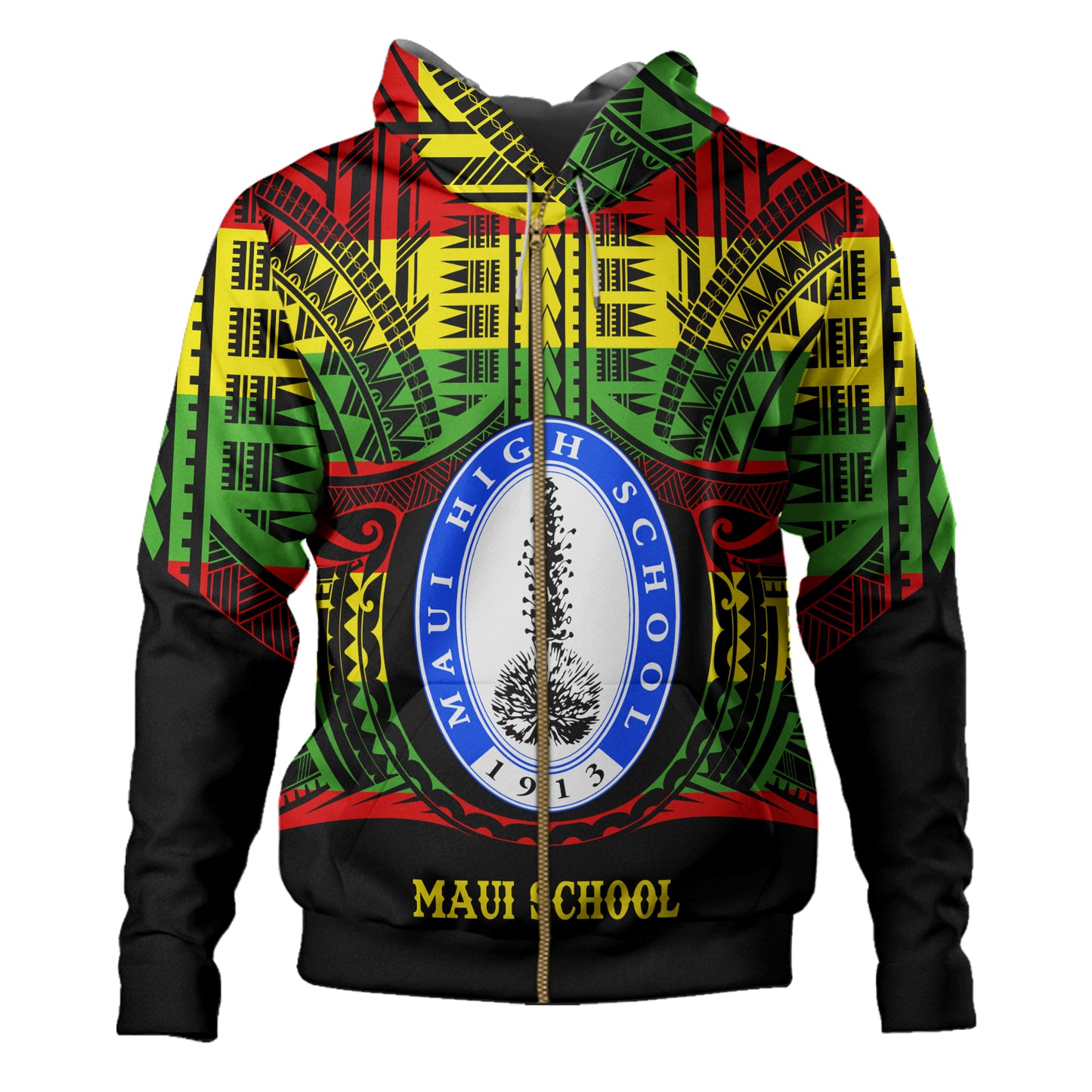Hawaii Hoodie Maui High School Reggae Color Polynesian