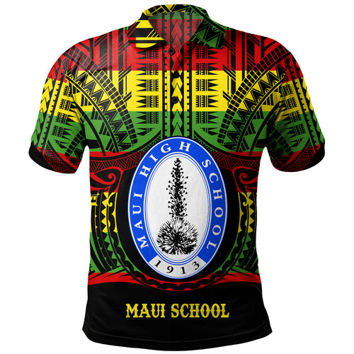Hawaii Polo Shirt Maui High School Reggae Color Polynesian