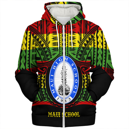 Hawaii Sherpa Hoodie Maui High School Reggae Color Polynesian