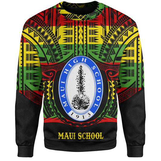 Hawaii Sweatshirt Maui High School Reggae Color Polynesian
