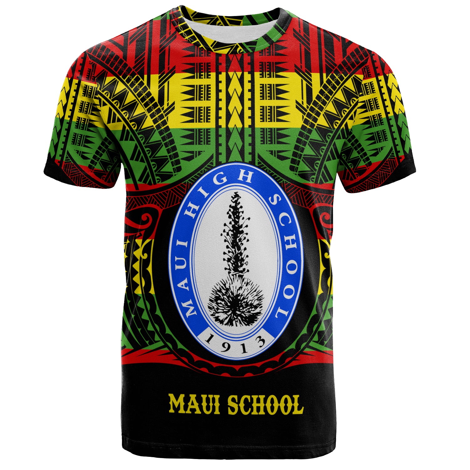 Hawaii T-Shirt Maui High School Reggae Color Polynesian