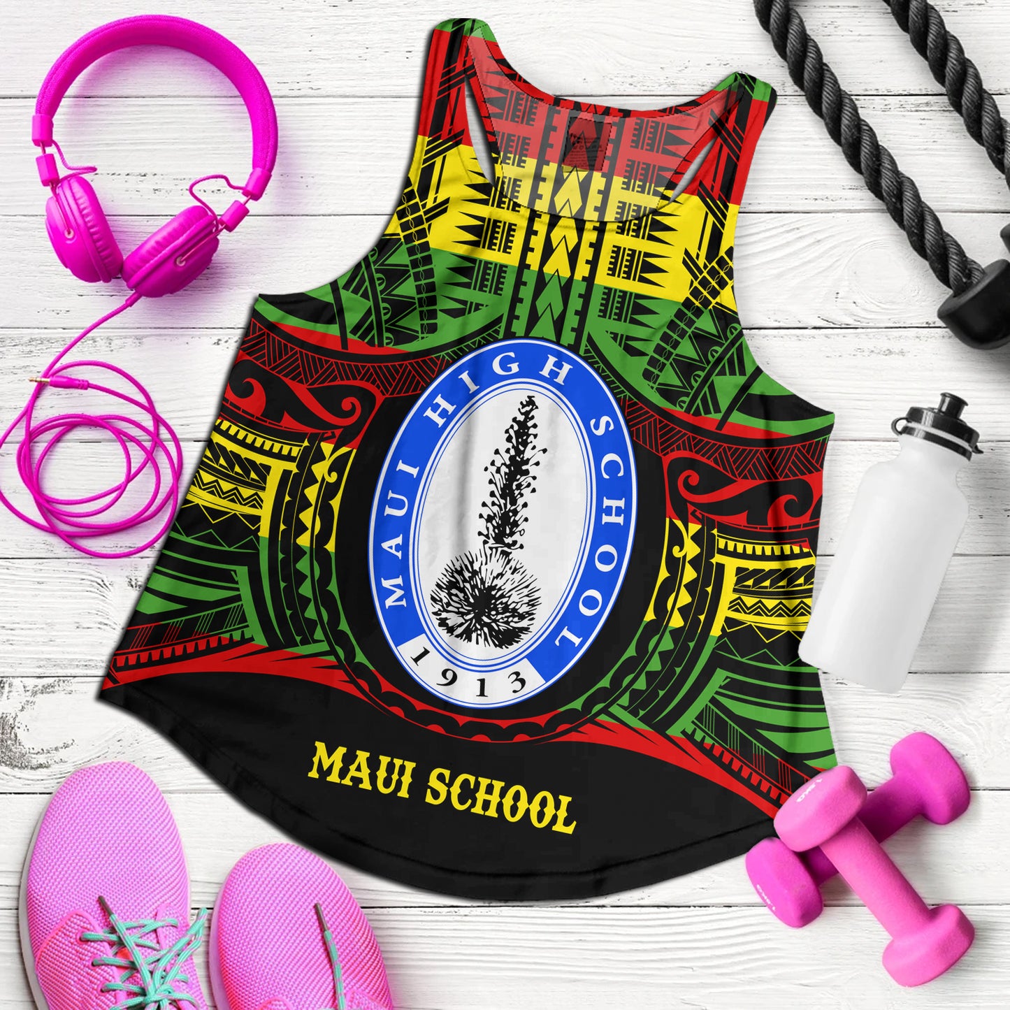 Hawaii Women Tank Maui High School Reggae Color Polynesian