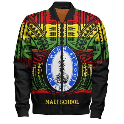 Hawaii Bomber Jacket Maui High School Reggae Color Polynesian