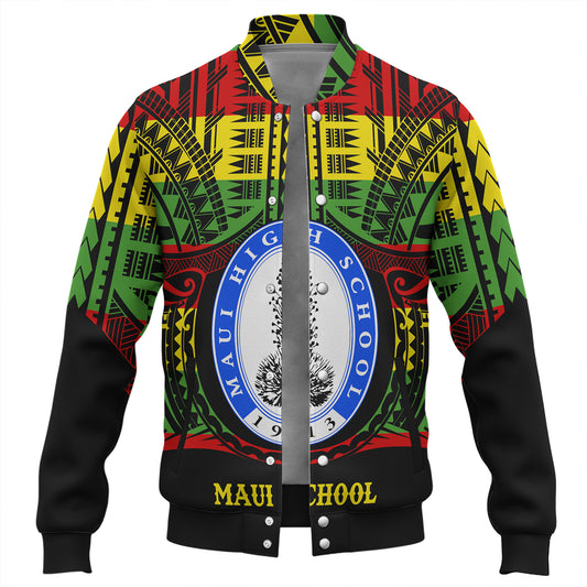 Hawaii Baseball Jacket Maui High School Reggae Color Polynesian
