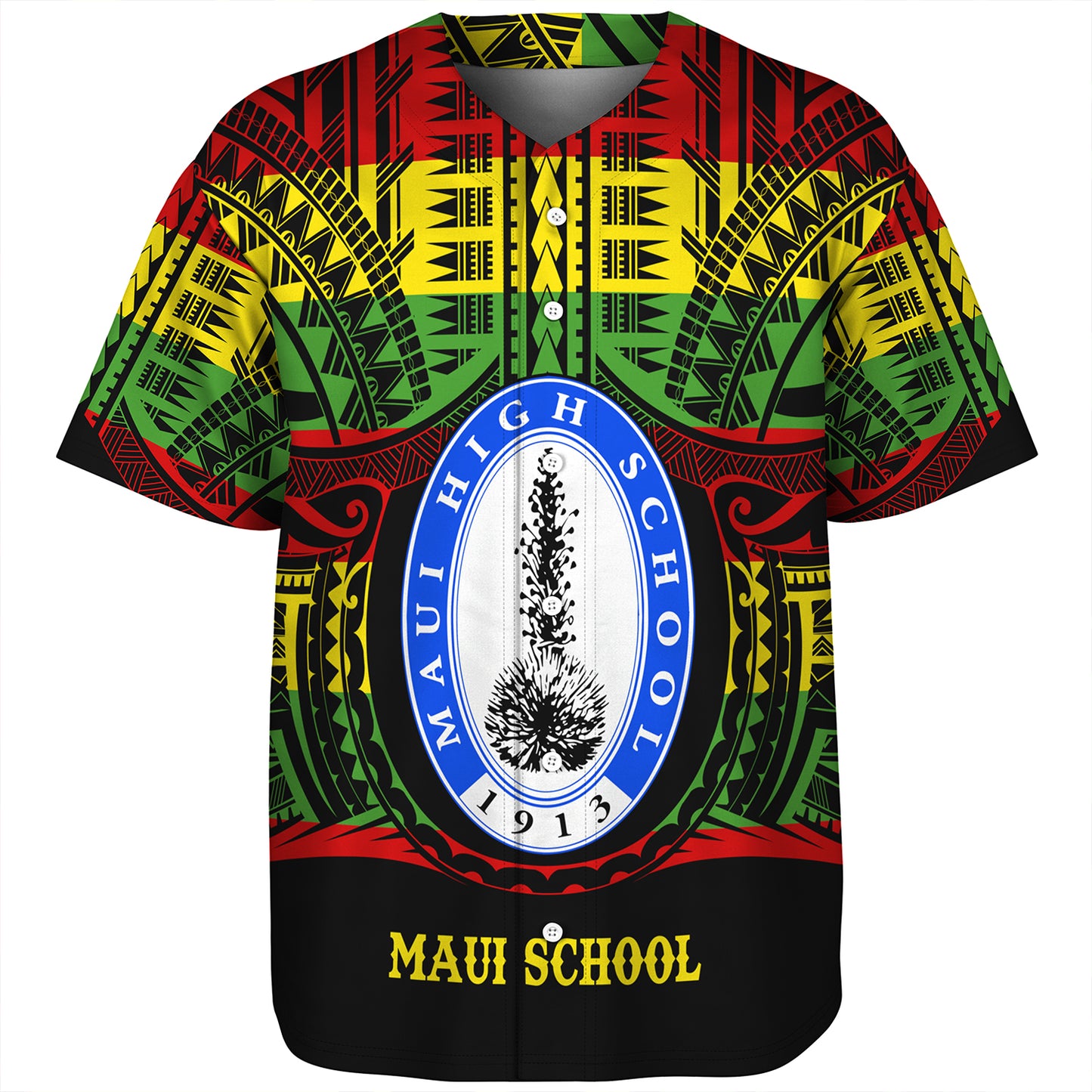 Hawaii Baseball Shirt Maui High School Reggae Color Polynesian