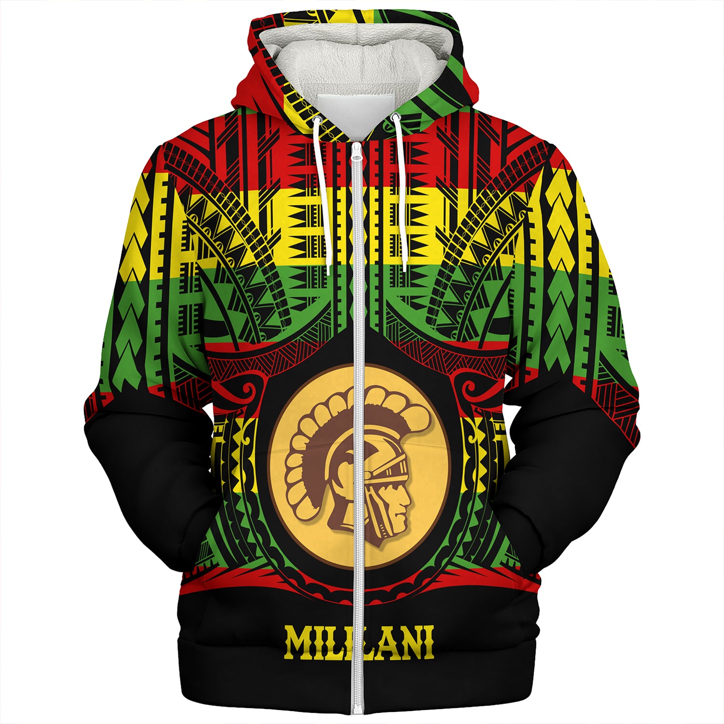 Hawaii Sherpa Hoodie Mililani High School Reggae Color Polynesian