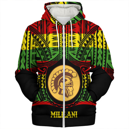Hawaii Sherpa Hoodie Mililani High School Reggae Color Polynesian