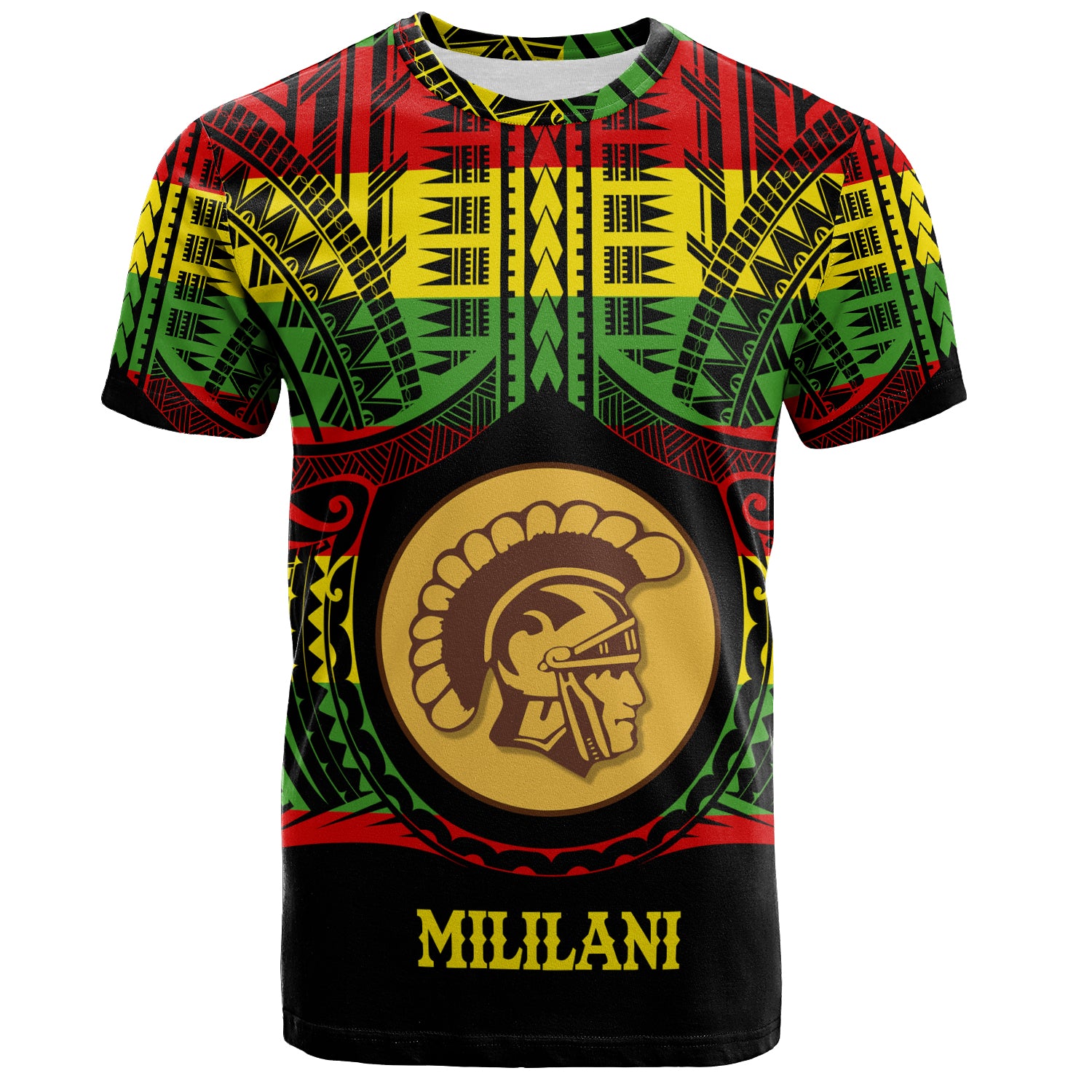 Hawaii T-Shirt Mililani High School Reggae Color Polynesian