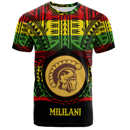 Hawaii T-Shirt Mililani High School Reggae Color Polynesian