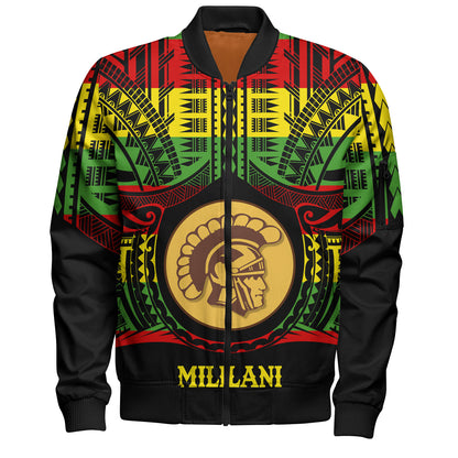 Hawaii Bomber Jacket Mililani High School Reggae Color Polynesian