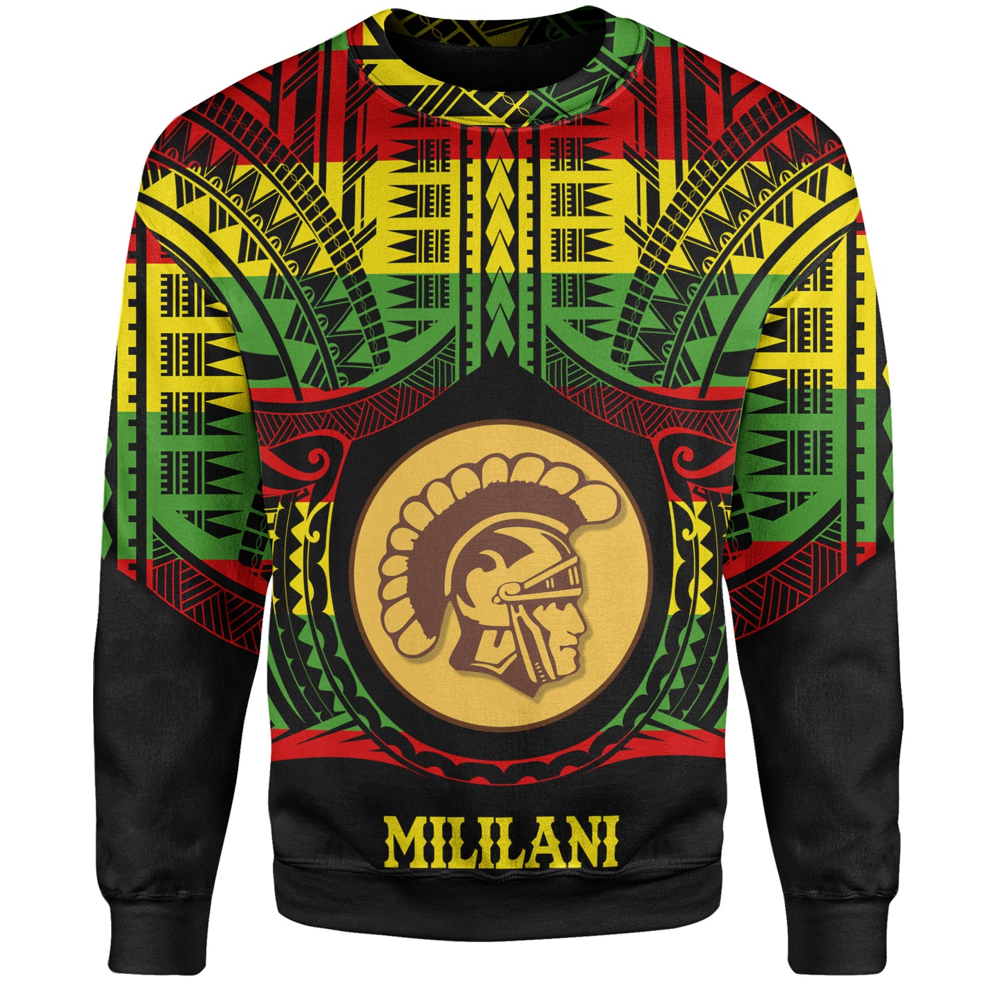 Hawaii Sweatshirt Mililani High School Reggae Color Polynesian