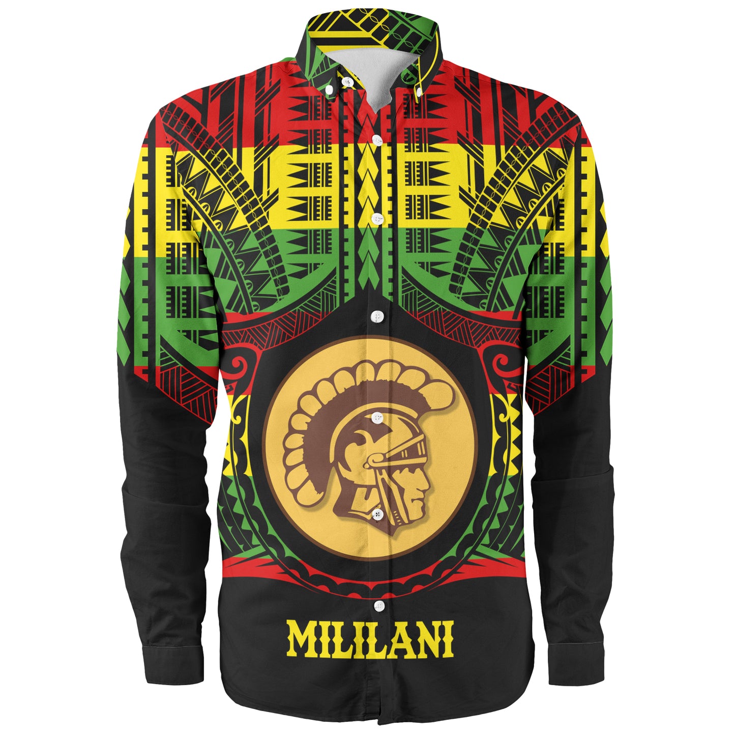 Hawaii Long Sleeve Shirt Mililani High School Reggae Color Polynesian
