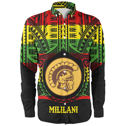 Hawaii Long Sleeve Shirt Mililani High School Reggae Color Polynesian