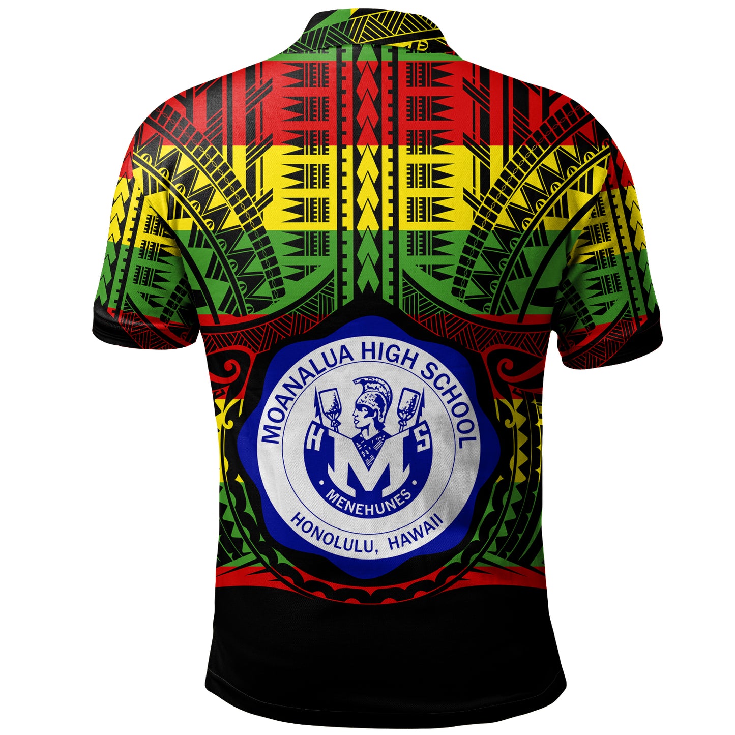 Hawaii Polo Shirt Moanalua High School Reggae Color Polynesian