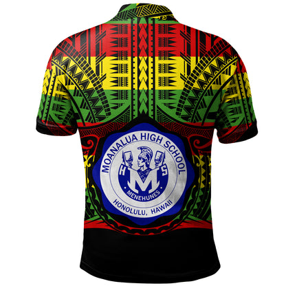 Hawaii Polo Shirt Moanalua High School Reggae Color Polynesian