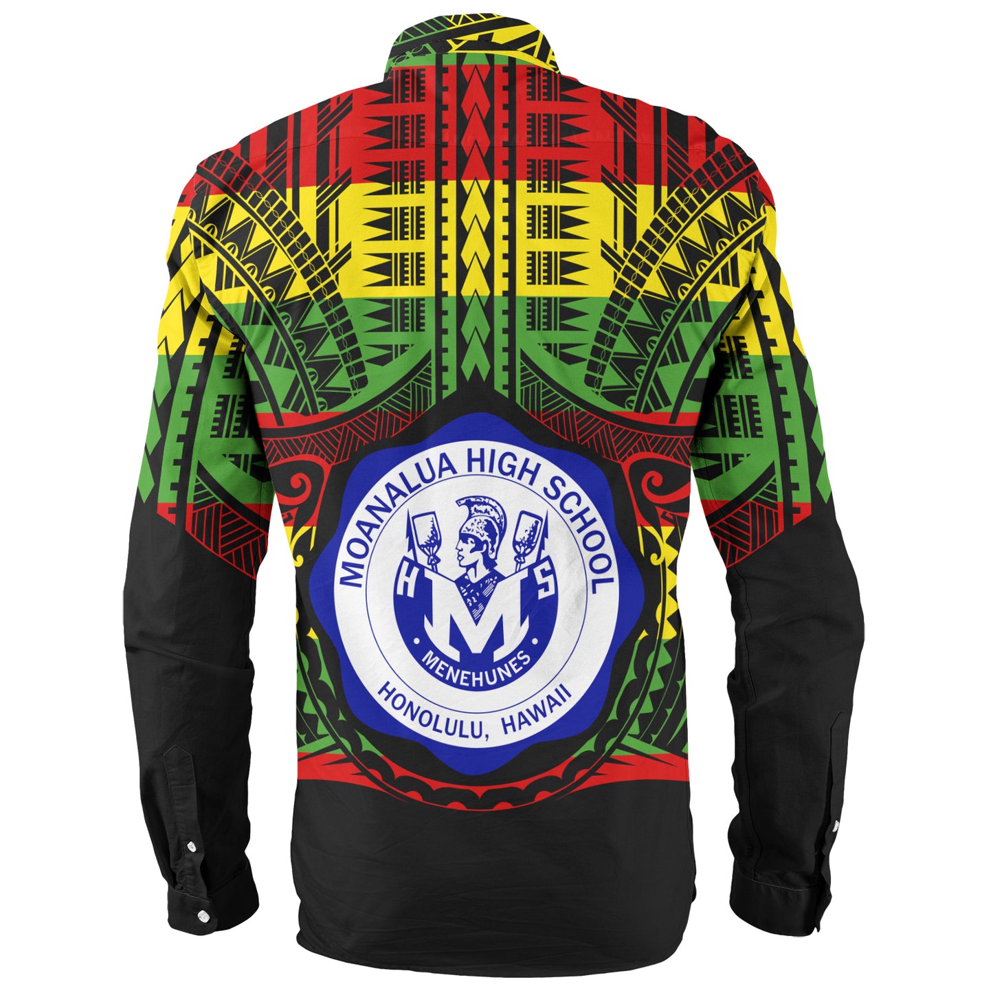 Hawaii Long Sleeve Shirt Moanalua High School Reggae Color Polynesian