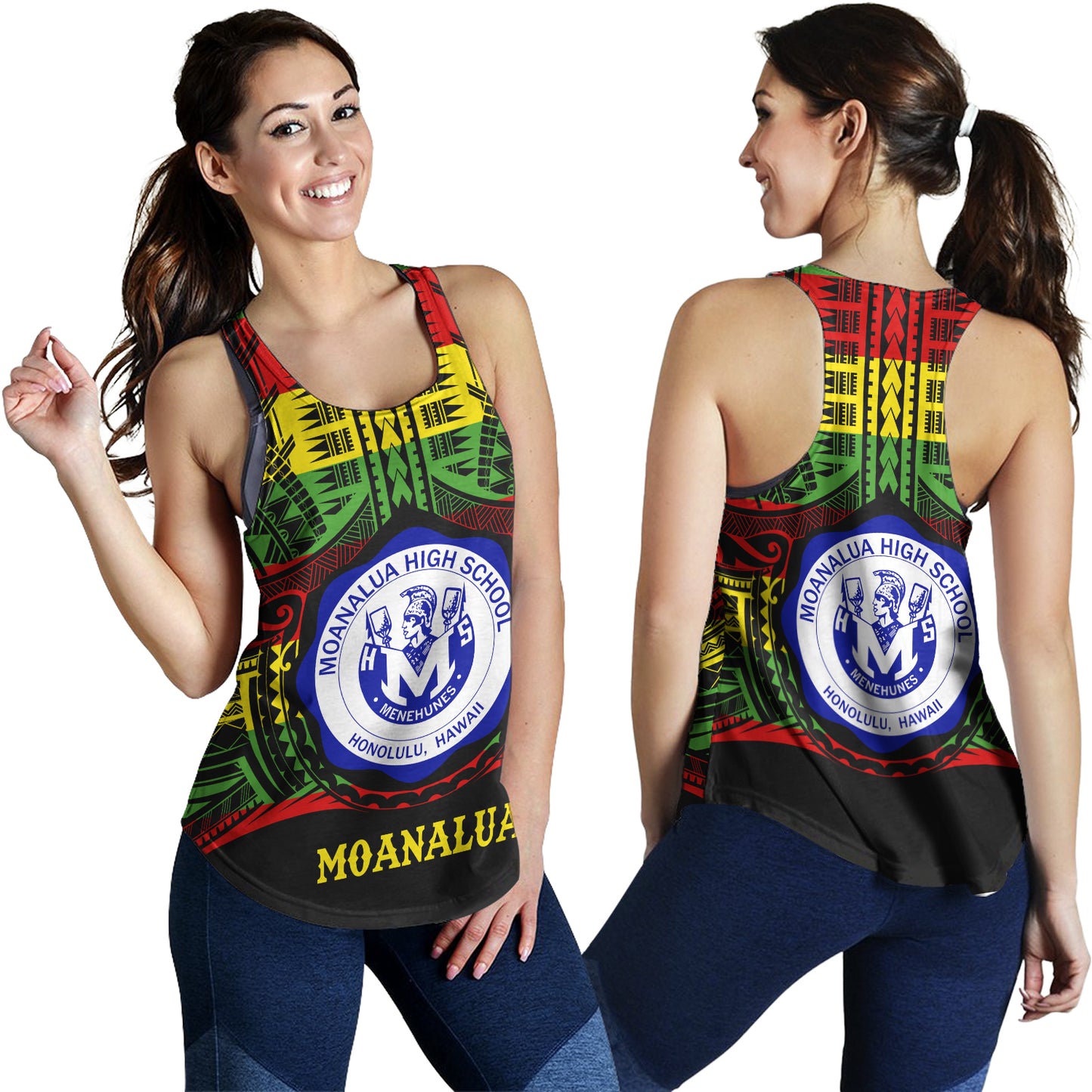 Hawaii Women Tank Moanalua High School Reggae Color Polynesian