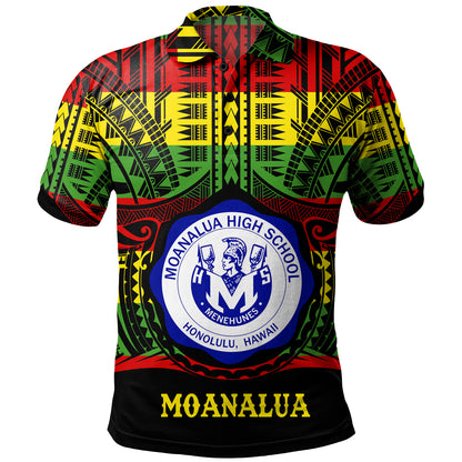 Hawaii Polo Shirt Moanalua High School Reggae Color Polynesian