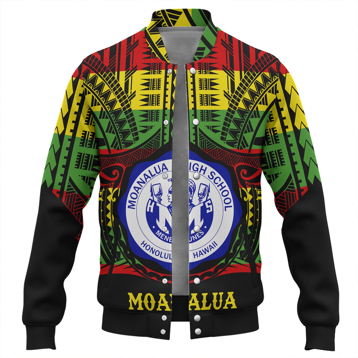Hawaii Baseball Jacket Moanalua High School Reggae Color Polynesian