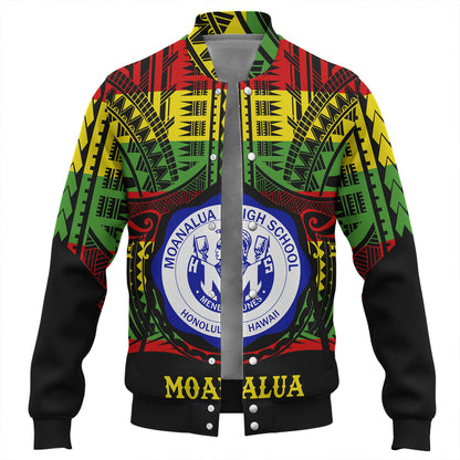 Hawaii Baseball Jacket Moanalua High School Reggae Color Polynesian