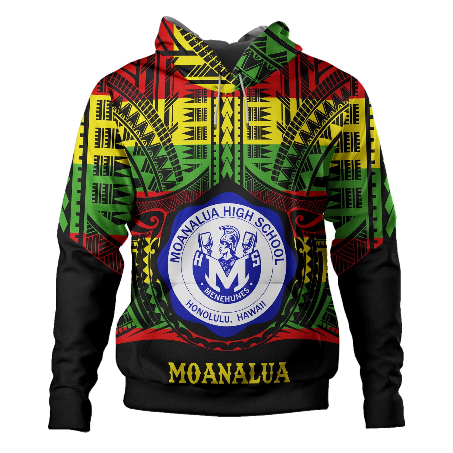 Hawaii Hoodie Moanalua High School Reggae Color Polynesian